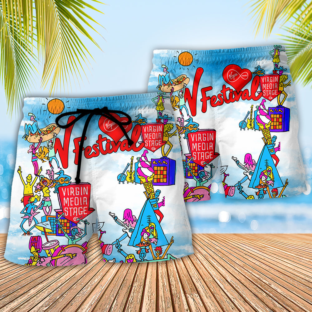 Music Live Music Festival Beach Shorts Pattern Detail For Casual Outings And Lightweight Summer Style