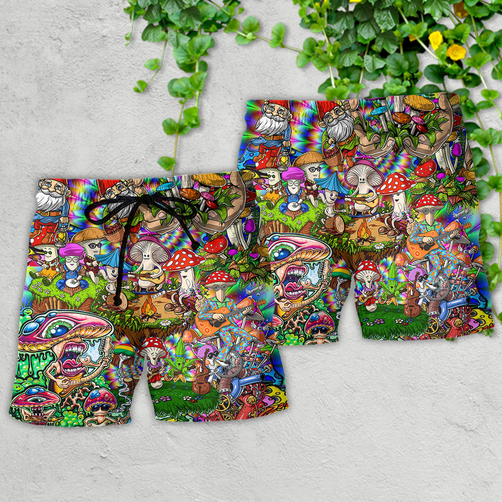 Hippie Mushroom Music Life Beach Shorts For Warm Weather Travel And Everyday Comfort