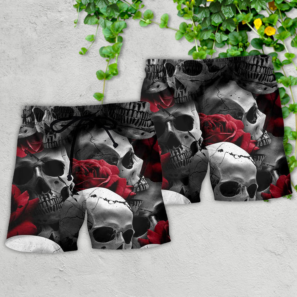 Skull Death Love Rose Beach Shorts For Outdoor Adventures And Thoughtful Seasonal Gifts