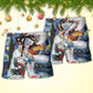 Friendly Santa With Animals Christmas Beach Shorts Pattern View For Coastal Holidays And Casual Activities