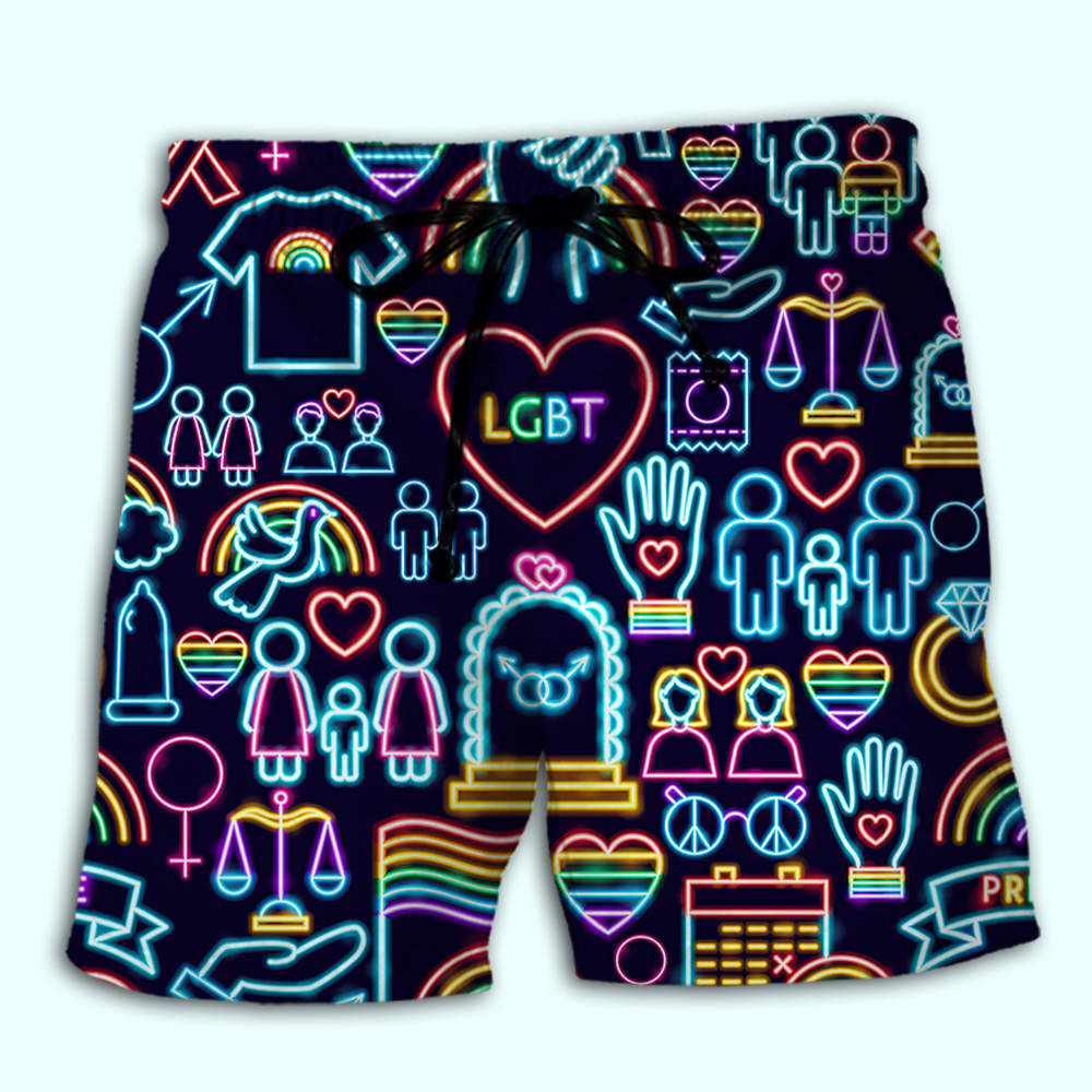 Rainbow Pride Icon Colorful Beach Shorts For Summer Vacation And Coastal Travel