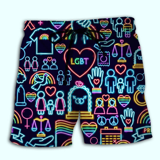 Rainbow Pride Icon Colorful Beach Shorts For Summer Vacation And Coastal Travel