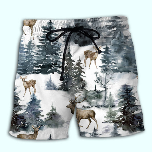 Deer Forest Nature Beach Shorts Design View For Summer Events And Coastal Getaways