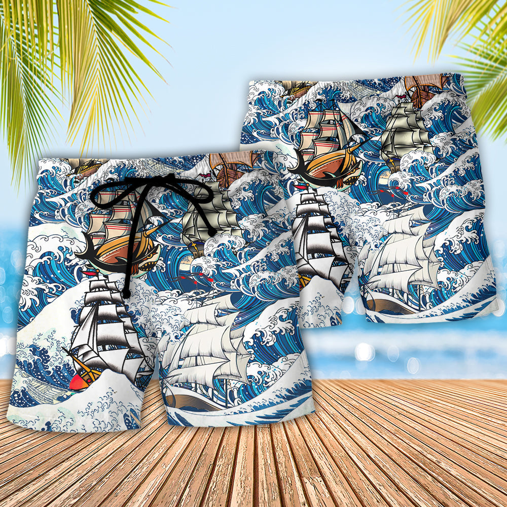 Sailing Beach Shorts Pattern Detail For Relaxed Weekends And Versatile Outdoor Wear