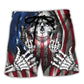 Skull Americana Flag Beach Shorts For Warm Weather Outings And Lightweight Summer Style