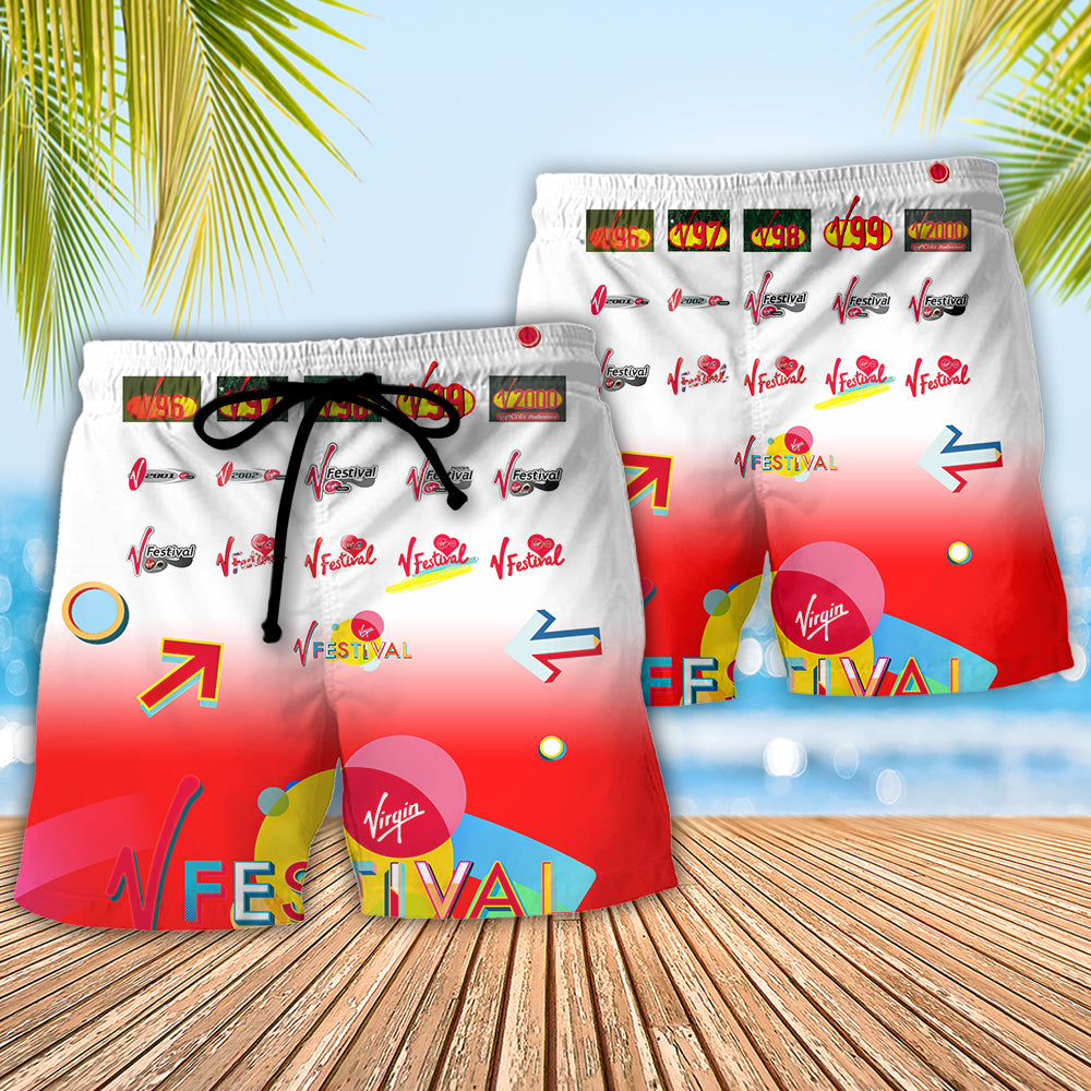 Music Live Music Festival Rock Beach Shorts Pattern Detail For Casual Outings And Weekend Casual Style