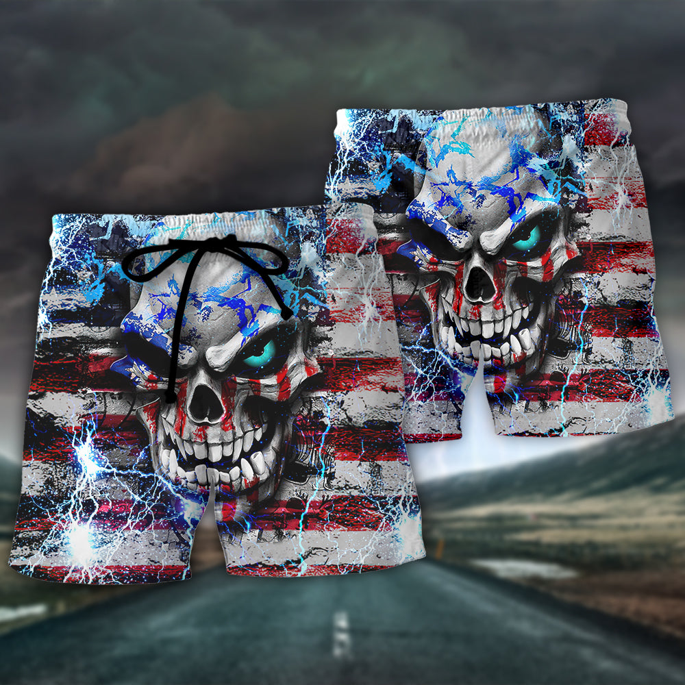 Skull Beach Shorts Pattern Detail For Outdoor Activities And Bright Seasonal Outfits