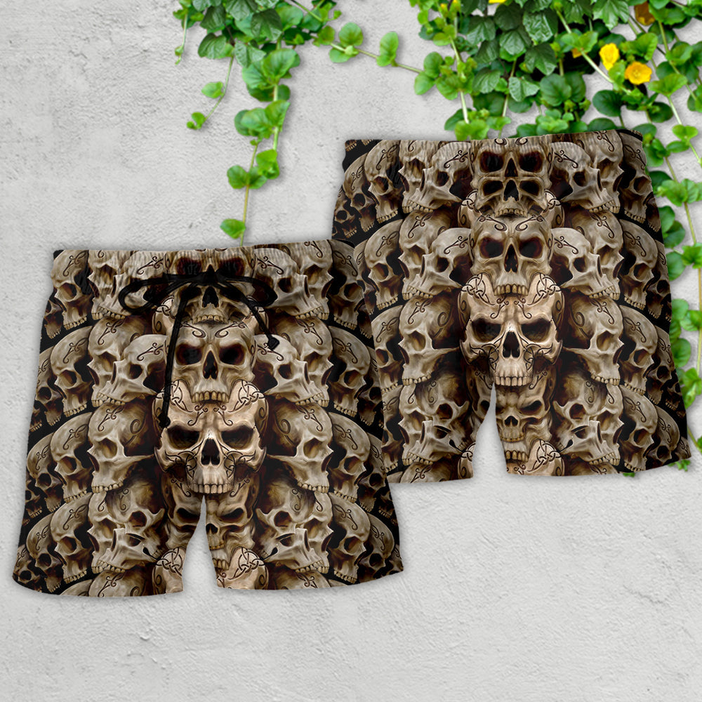 Dark Skull Inner Thoughts Beach Shorts For Sunny Holidays And Comfortable Daily Styling