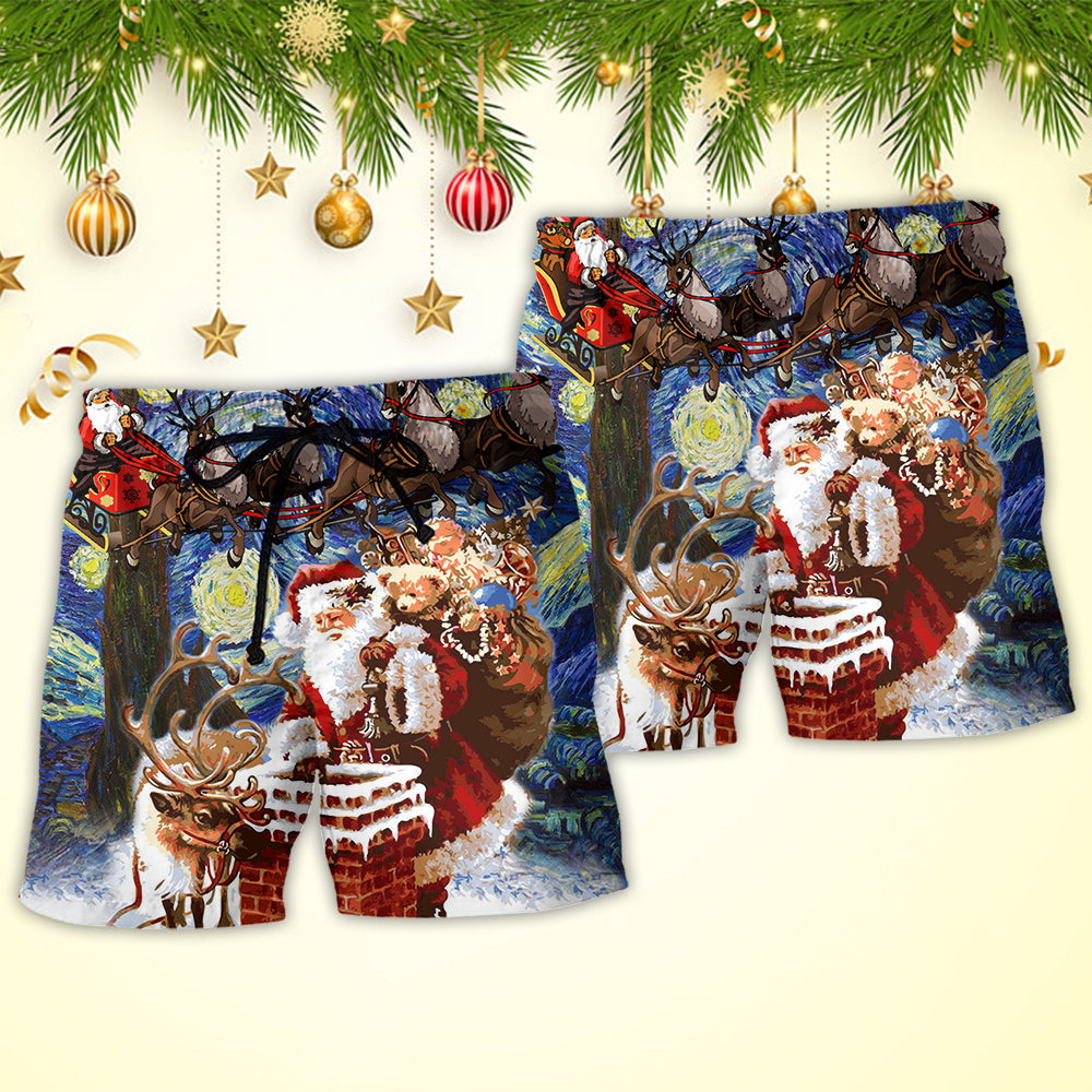 Santa Is Coming Christmas Fun Beach Shorts For Warm Weather Travel And Everyday Comfort
