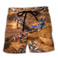 Motocross Mixed Style Action Beach Shorts Artwork Detail For Tropical Travel And Everyday Wear
