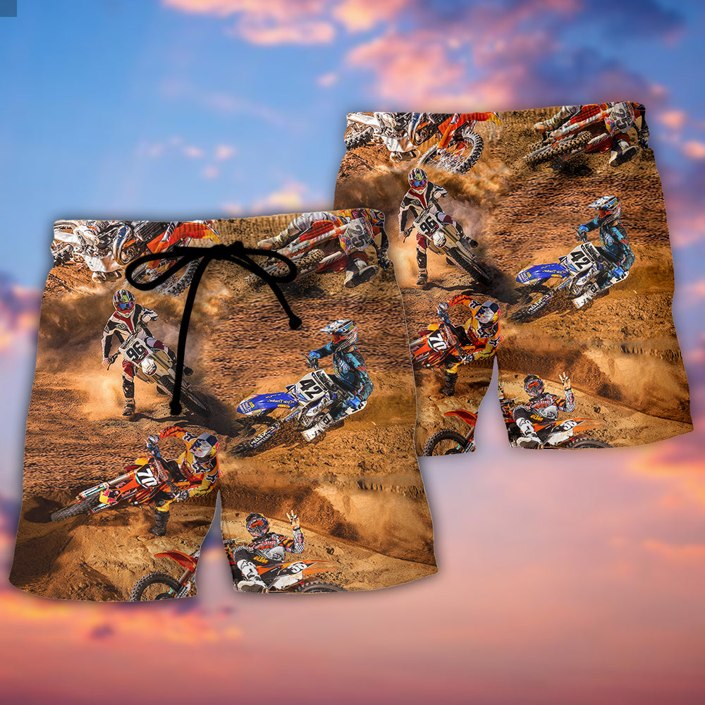 Motocross Mixed Style Action Beach Shorts Design View For Comfortable Resort And Beach Styling