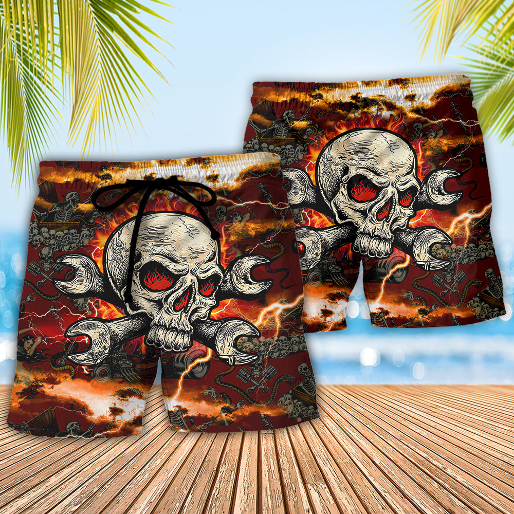 Skull Beach Shorts Pattern Detail For Casual Outings And Thoughtful Gift Giving