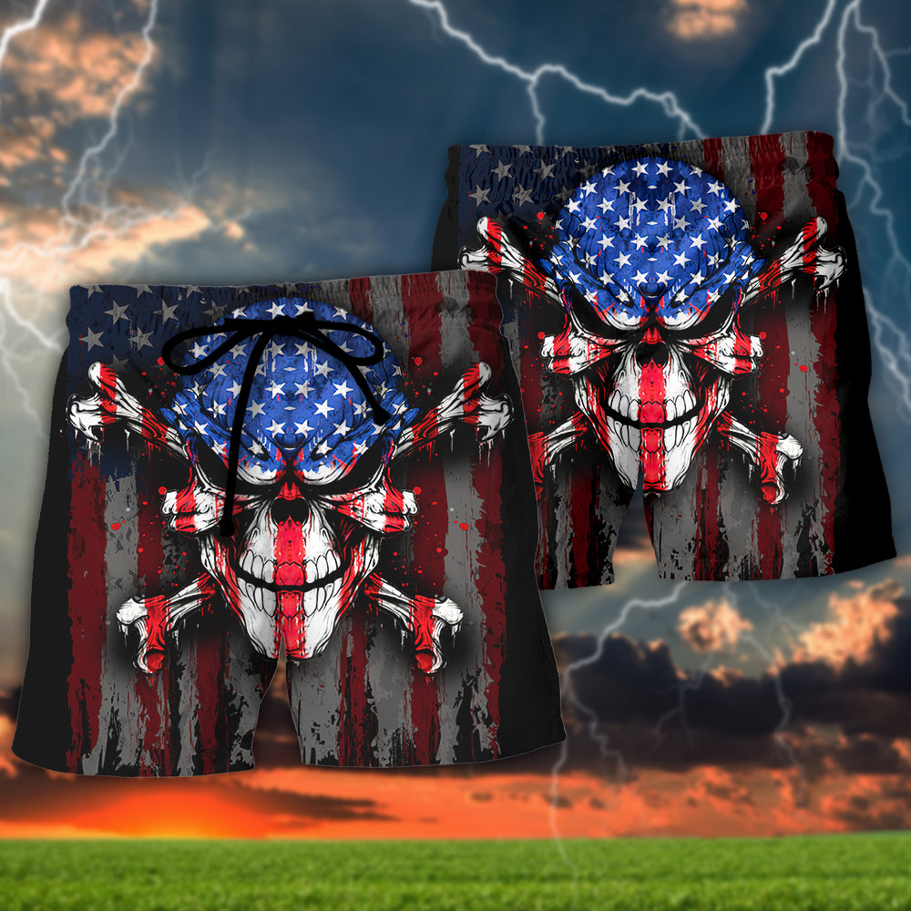 Skull Americana Grill Beer Beach Shorts For Coastal Adventures And Thoughtful Gift Giving