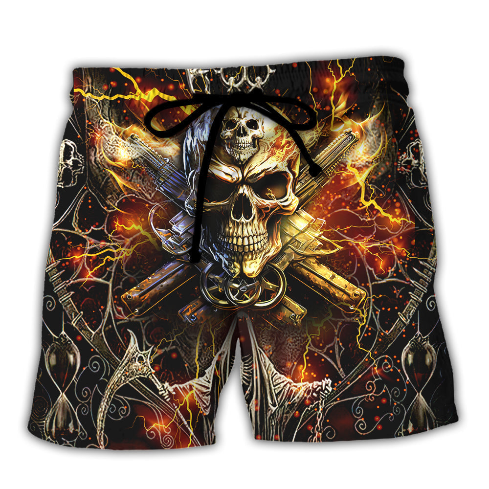 Fire Skull Beach Shorts For Island Getaways And Leisure And Relaxation