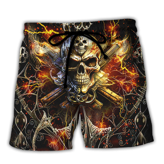 Fire Skull Beach Shorts For Island Getaways And Leisure And Relaxation
