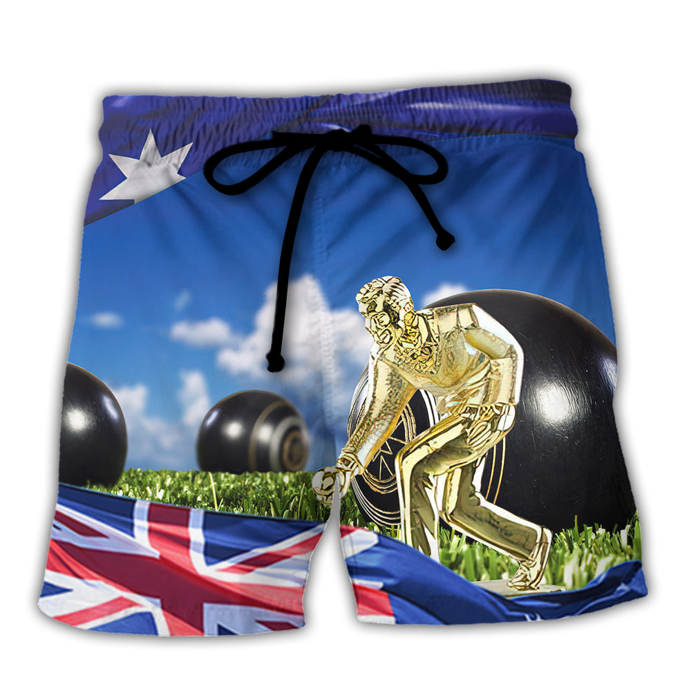 Lawn Bowling Australia Flag Wind Style Beach Shorts For Sports Fan Vacation Wear
