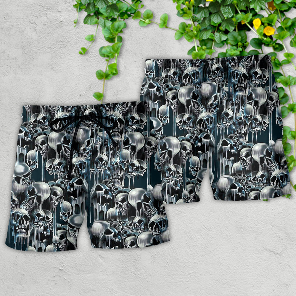 Funny Skull Hot Atmosphere Beach Shorts Pattern View For Vacation Travel And Outdoor Fun
