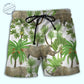 Tropical Leaf Summer Rhino Beach Shorts For Coastal Adventures And Laid Back Styling