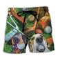 Vintage Golf Dog Beach Shorts Pattern Detail For Casual Outings And Travel Ready Comfort
