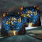 Blue Fire Skull Beach Shorts Pattern Detail For Resort Wear And Lightweight Summer Style