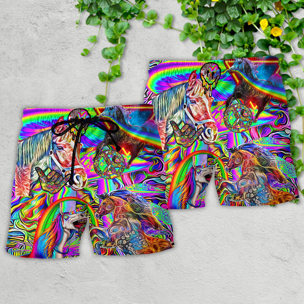 Hippie Horse Running Free Beach Shorts Design View For Summer Events And Coastal Getaways