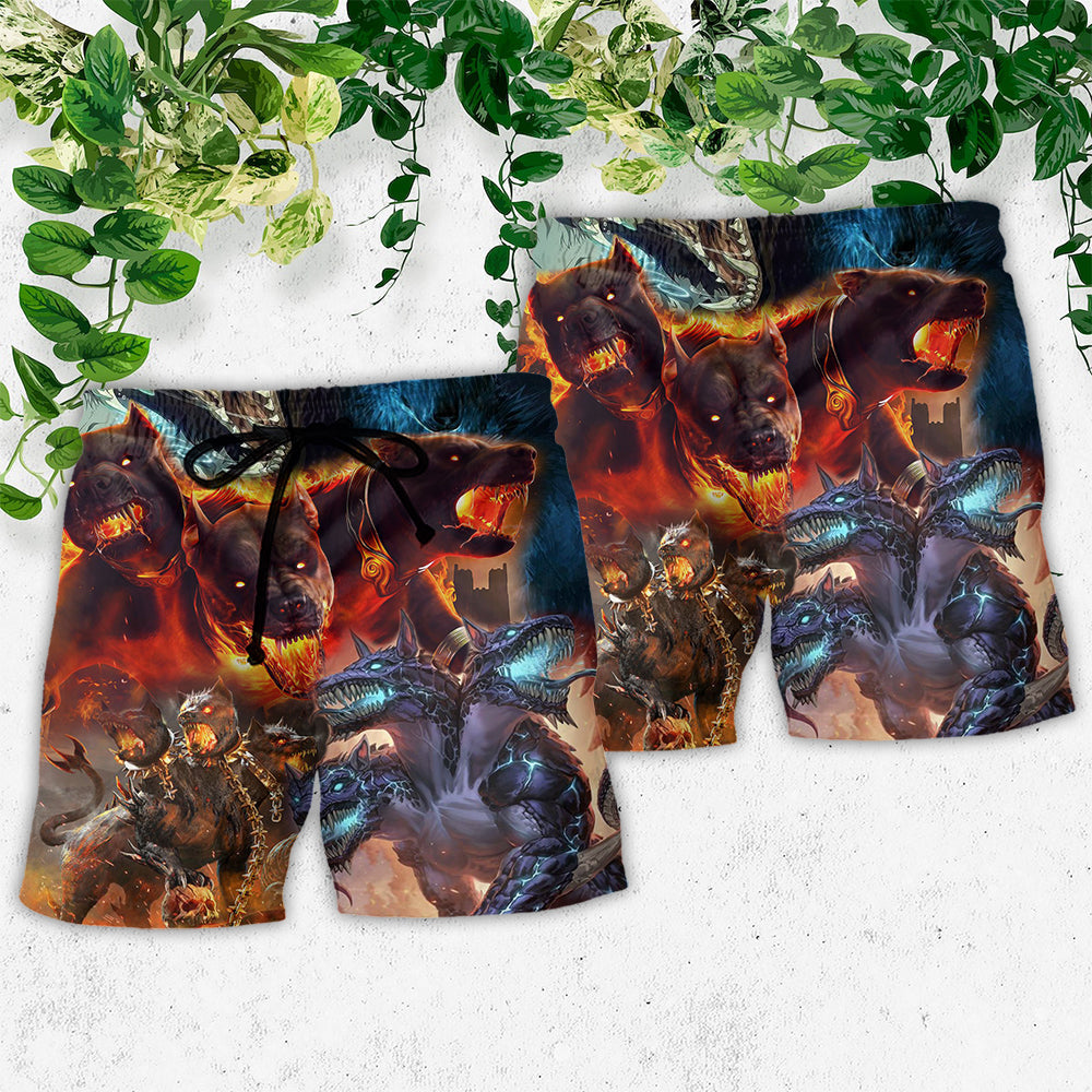 Funny Dog And Larva Winter Scene Beach Shorts For Tropical Getaways And Weekend Adventures