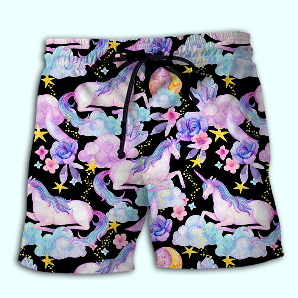 Unicorn Star Pastel Beach Shorts Print Detail For Coastal Adventures And Resort Trips