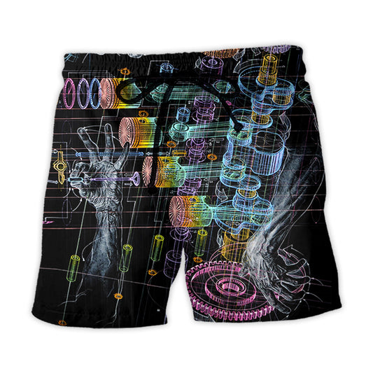 Mechanic Neon Fantasy Art Style Beach Shorts For Thoughtful Gifting And Style