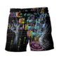 Neon Mechanic Beach Shorts Pattern Detail For Coastal Travel And Laid Back Styling