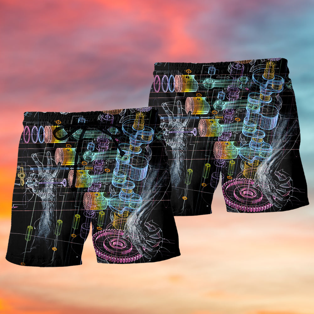 Neon Mechanic Beach Shorts For Island Getaways And Laid Back Styling