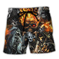 Flame Skull Beach Shorts For Oceanfront Escapes And Travel Ready Comfort