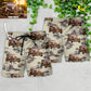 Vintage Car Tropical Island Palm Pattern Personalized Photo Beach Shorts Design Detail For Casual Warm Weather Outfits