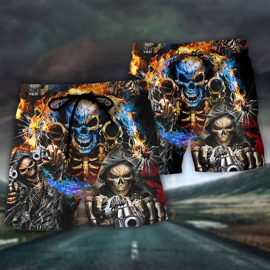 Skull Van Beach Shorts For Warm Weather Outings And Versatile Outdoor Wear
