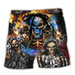 Skull Van Beach Shorts Pattern Detail For Sunny Day Adventures And Versatile Outdoor Wear