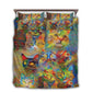 Colorful Cat Painting Bedding Cover For Pet Lover Bedroom Decor