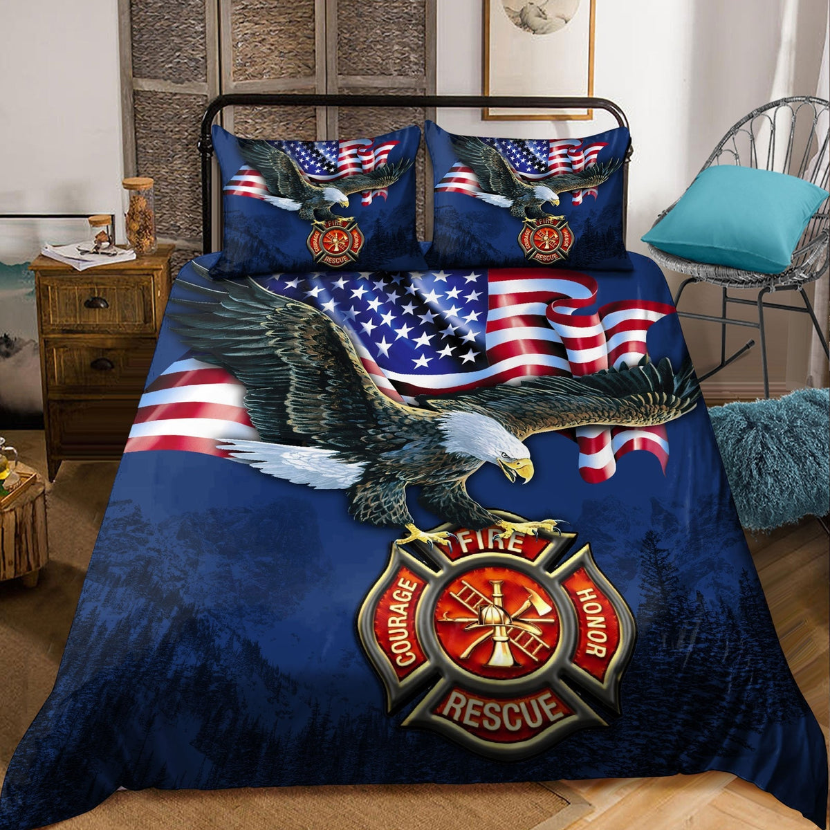 Firefighter Love Bedding Cover For Firefighter Bedroom Decor