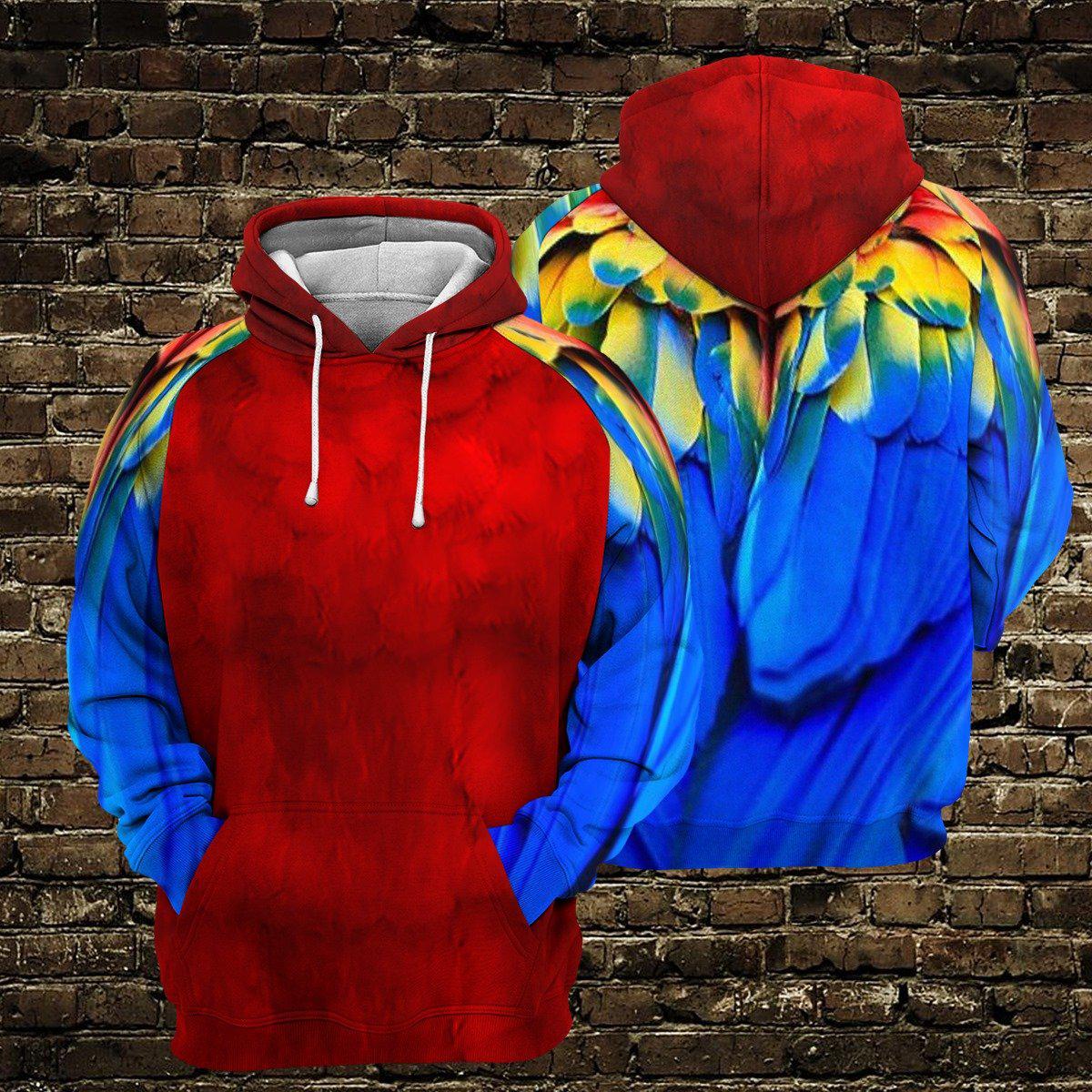 Red Blue Bird Hoodie For Everyday Wear Outdoor Adventures And Comfortable Style