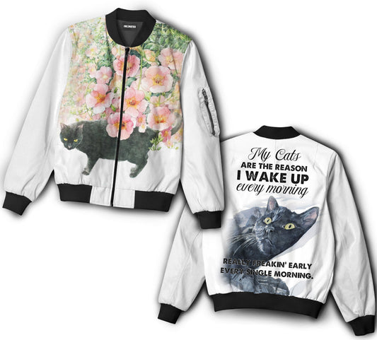 Cat makes me wake up - Bomber jacket - BOMJ01TNH060921-Owls Matrix