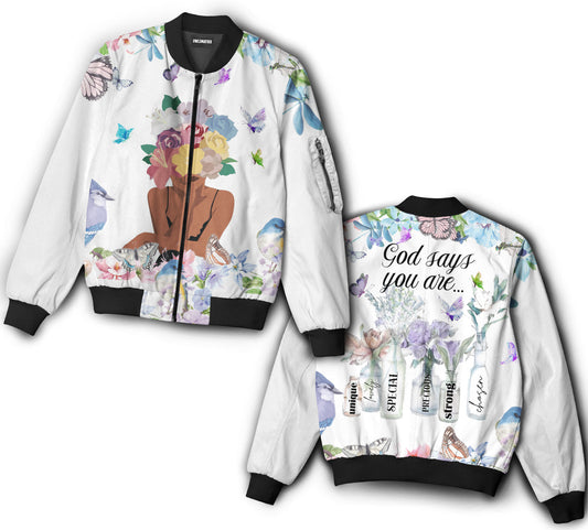 Black girl god says you are special and strong - Bomber jacket - BOMJ02TNH060921-Owls Matrix