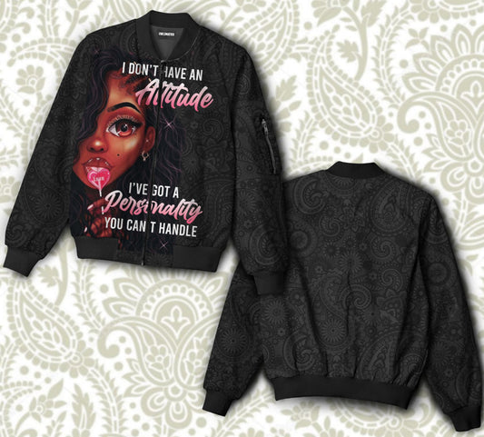 Black girl attitude - Bomber jacket - BOMJ07TNH310821 - Owls Matrix LTD