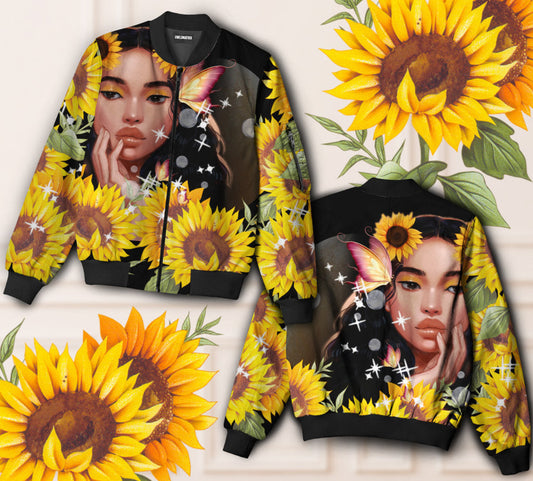 Black girl and sunflowers beautiful - Bomber jacket - BOMJ08TNH310821-Owls Matrix
