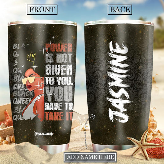 Black Woman Powerful Personalized 20 Oz Tumbler For Coffee Travel And Daily Drinks
