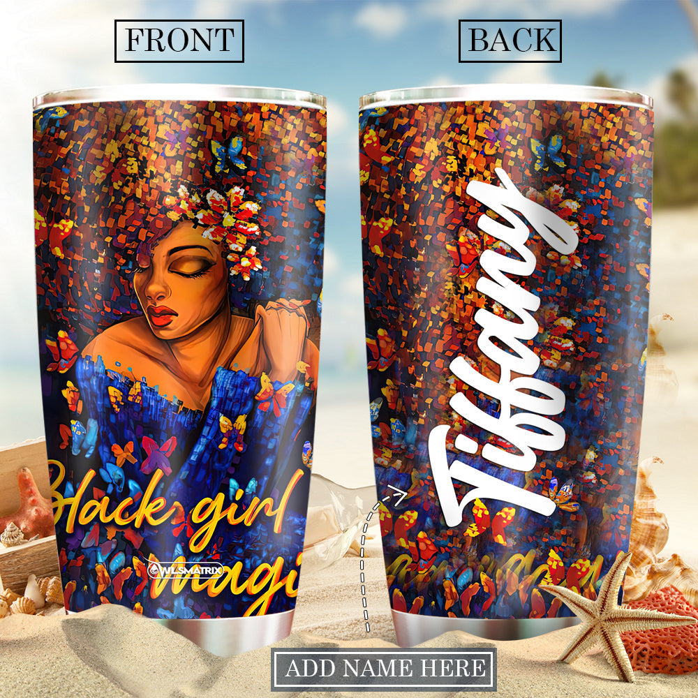 Black Woman Love Floral Personalized 20 Oz Tumbler For Coffee Travel And Daily Drinks