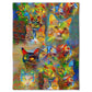 Cat Beautiful Colorful Painting Flannel Blanket For Cozy Bedroom Sofa Decor