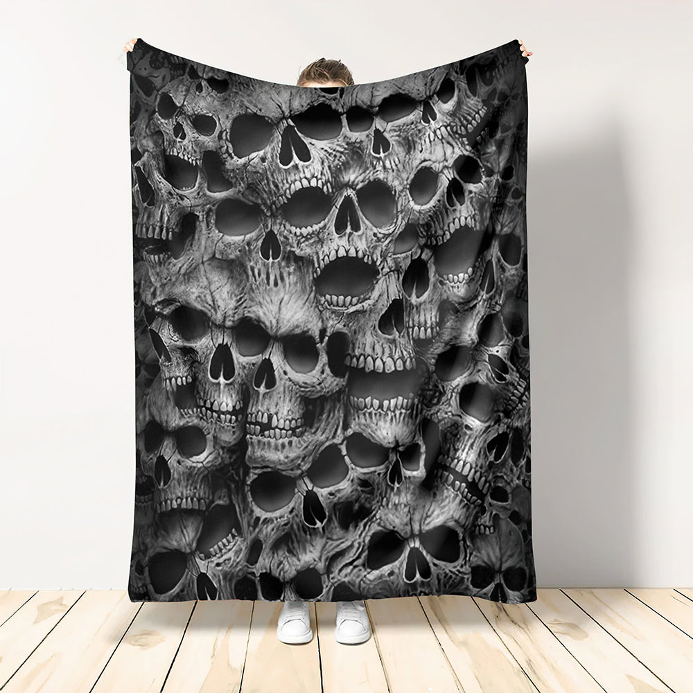 Skull No Fear No Pain Flannel Blanket For Cozy Bedroom Sofa Decor