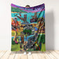 Skull And Tiki Summer Vibe Flannel Blanket For Cozy Bedroom Sofa Decor