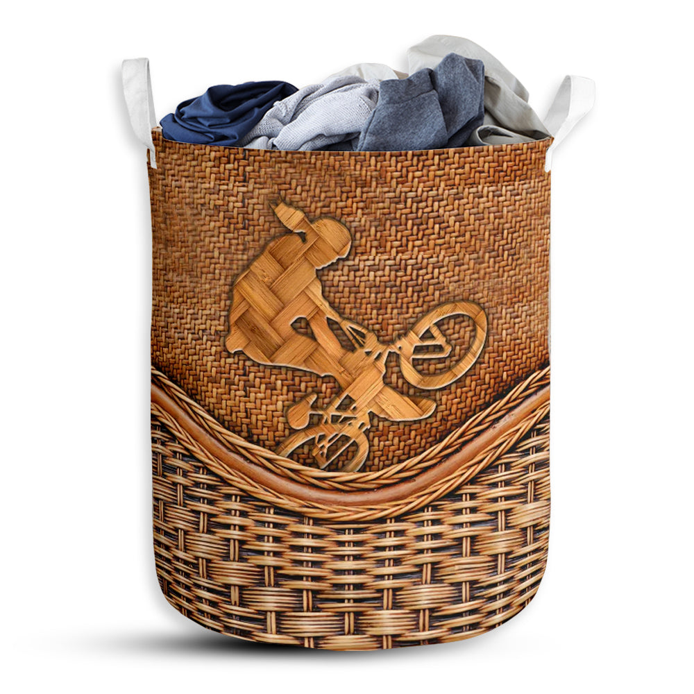 Small Size BMX Bike Rattan Texture Laundry Basket For Bathroom Bedroom Storage