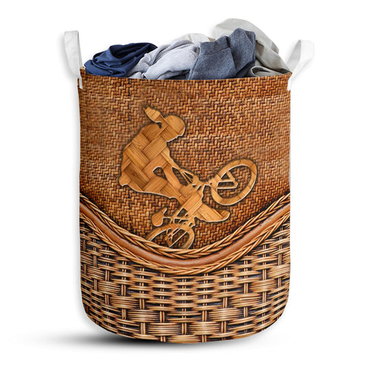 Small Size BMX Bike Rattan Texture Laundry Basket For Bathroom Bedroom Storage