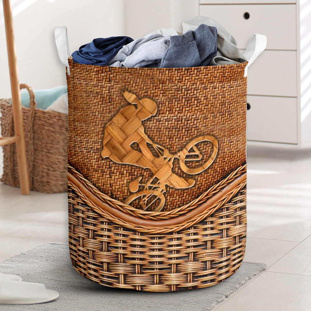 BMX Bike Rattan Texture Laundry Basket For Room Home Organizer