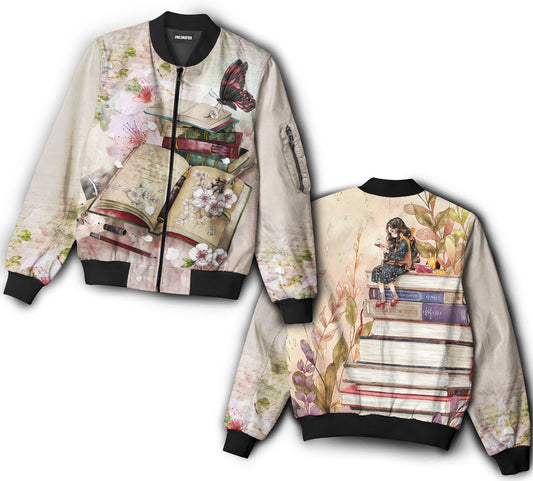 Book girl loves books - Bomber jacket - BOMJ05TNH060921 - Owls Matrix LTD